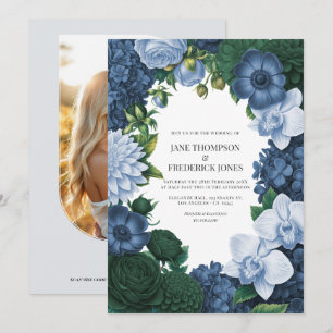 Holstein Blue, Silver Slate & Smoky Pine Wedding Invitation