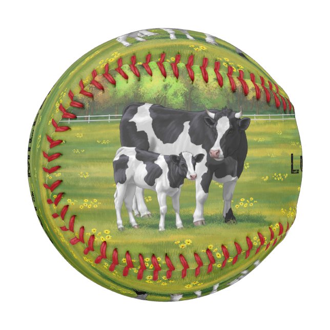 Holstein Cow & Cute Calf Baseball (Front Left)