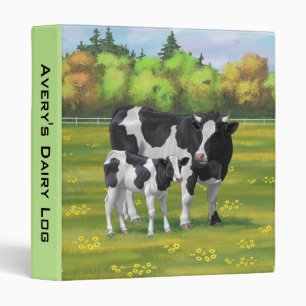 Holstein Cow & Cute Calf in Summer Pasture Binder