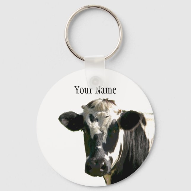 Holstein Cow Farm Animal Dairy Black & White Keychain (Front)