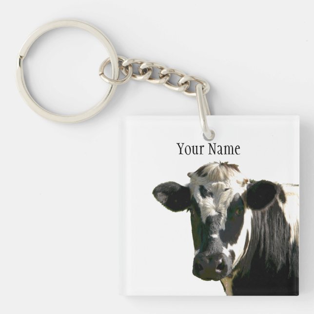 Holstein Cow Farm Animal Dairy Black & White Keychain (Front)