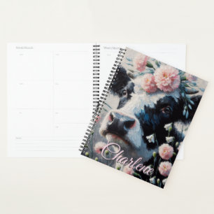 Holstein Cow Flowers Farm Farmhouse Personalized Planner