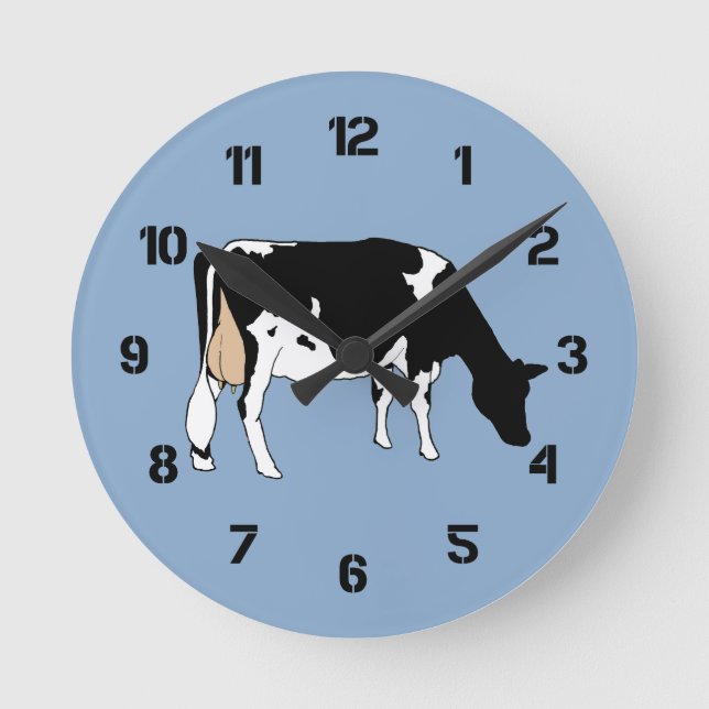 Holstein Cow: Original Drawing: Farm, Dairy Round Clock (Front)