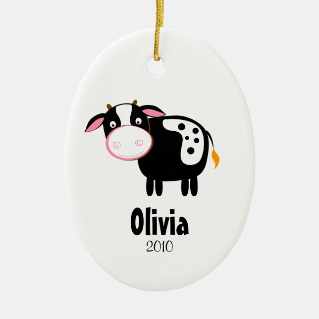 HOLSTEIN COW Personalized Christmas Ornament (Front)