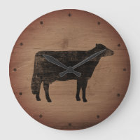Holstein Cow Silhouette Faux Weathered Wood Rustic