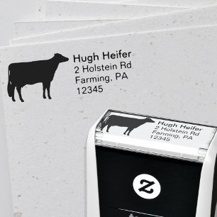 Holstein Cow Silhouette Return Address Self-inking Stamp