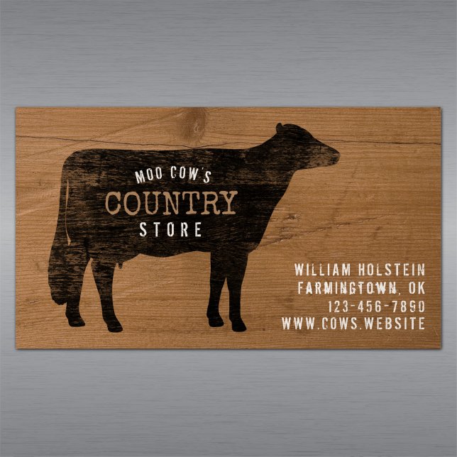 Holstein Cow Silhouette Rustic Style Magnetic Business Card (Creator Uploaded)