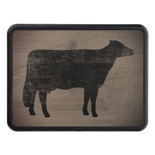 Holstein Cow Silhouette Weathered Rustic Style Trailer Hitch Cover