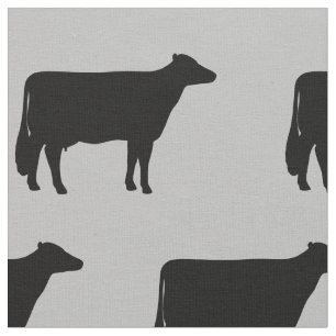 Holstein Cow Silhouettes Pattern Black and Grey Fabric