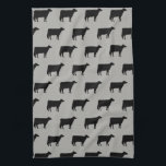 Holstein Cow Silhouettes Pattern Black and Grey Kitchen Towel<br><div class="desc">This Holstein cows pattern hand towel makes a cute housewarming gift,  holiday stocking stuffer,  or newlywed gift. Perfect for country farmhouse kitchens. Visit Jenn’s Doodle World for many more products featuring this cow silhouette and more barnyard animal themed home decor.</div>