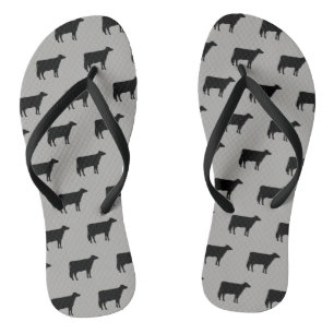 Holstein Cow Silhouettes Pattern Fun Farmer Flip Flops