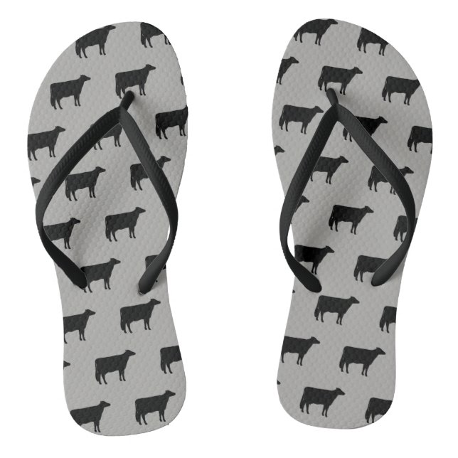 Holstein Cow Silhouettes Pattern Fun Farmer Flip Flops (Footbed)
