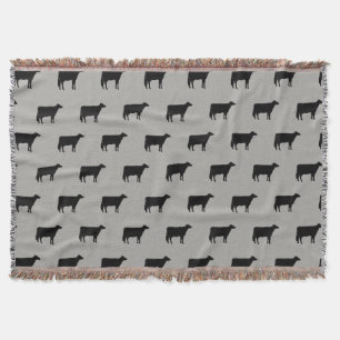 Holstein Cow Silhouettes Pattern Throw Blanket
