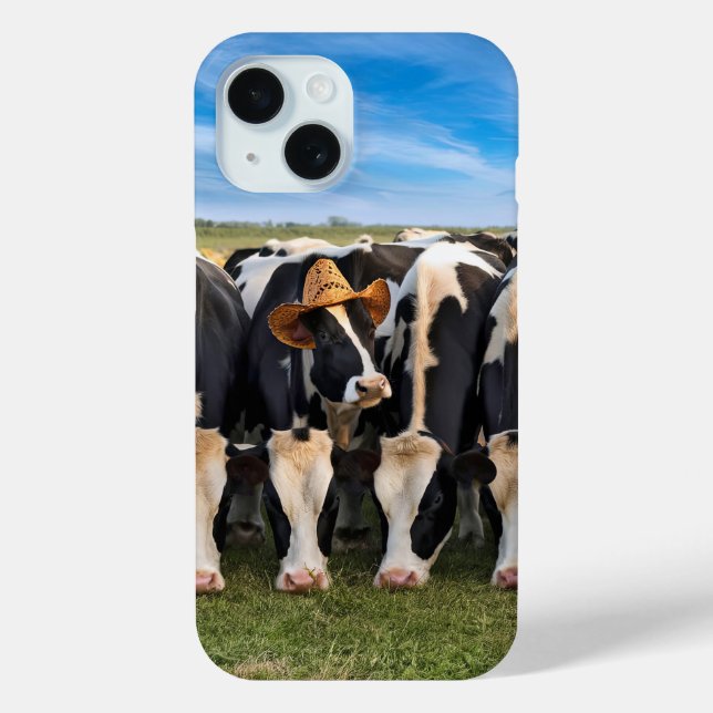 Holstein Cow Wearing a Cowboy Hat Case-Mate iPhone Case (Back)