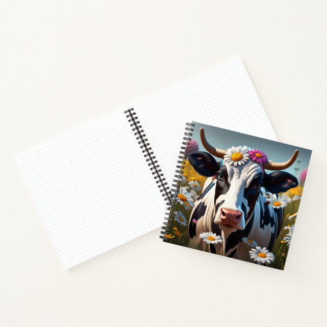 Holstein Cow with Daisies Notebook (Inside)