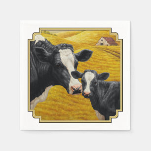 Holstein Cows and Old Wood Barn Napkin