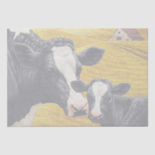 Holstein Cows and Old Wood Barn Tissue Paper