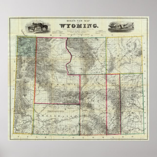 Holt's New Map, Wyoming Poster (Front)