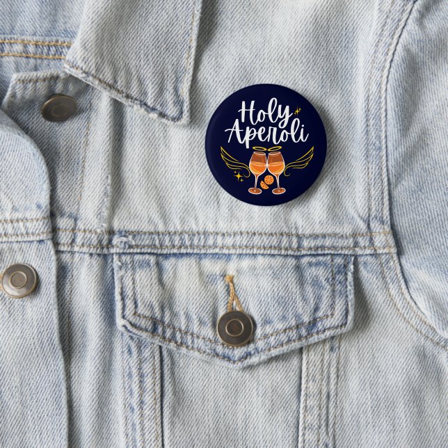 Holy Aperoli Witty Trendy Aperol Spritz Statement 2 Inch Round Button (In Situ)