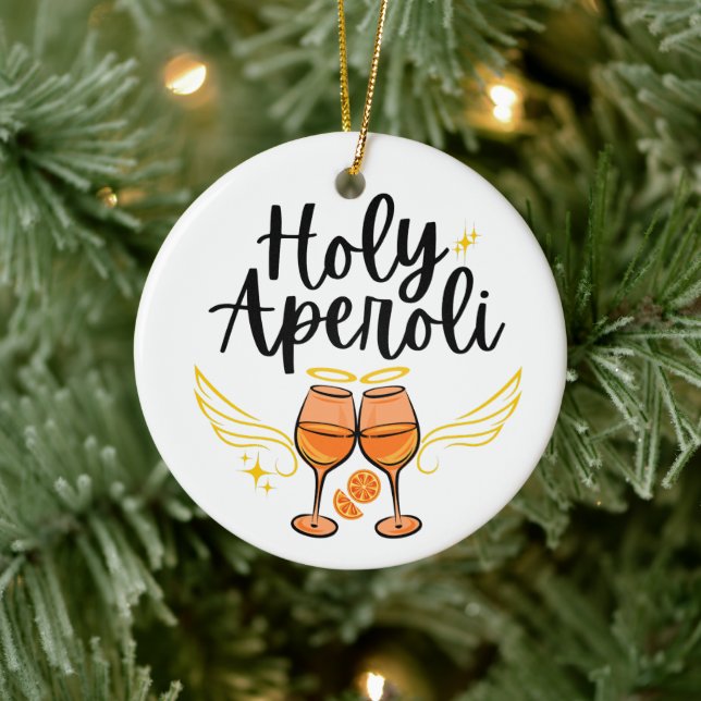 Holy Aperoli Witty Trendy Aperol Spritz Statement Ceramic Ornament (Tree)