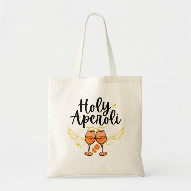 Holy Aperoli Witty Trendy Aperol Spritz Statement Tote Bag (Front)