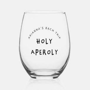 Holy Aperoly Birthday Bachelorette Party Favour Stemless Wine Glass