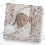 Holy Baptism Elegant Modern Chic Heart Baby Photo Stone Magnets<br><div class="desc">This simple and modern design is composed of serif typography and add a custom photo,  add baby's name and month and year of baptism</div>