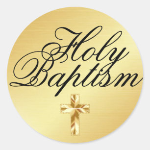Holy Baptism Gold Sticker with Golden Cross