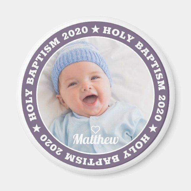 Holy Baptism Modern Custom Photo Magnet (Front)