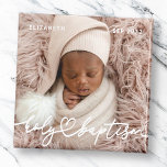 Holy Baptism Modern Elegant Chic Heart Baby Photo Magnet<br><div class="desc">This simple and modern design is composed of serif typography and add a custom photo,  add baby's name and month and year of baptism</div>