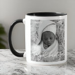 Holy Baptism Modern Elegant Chic Heart Baby Photo Mug<br><div class="desc">This simple and modern design is composed of serif typography and add a custom photo,  add baby's name and month and year of baptism</div>