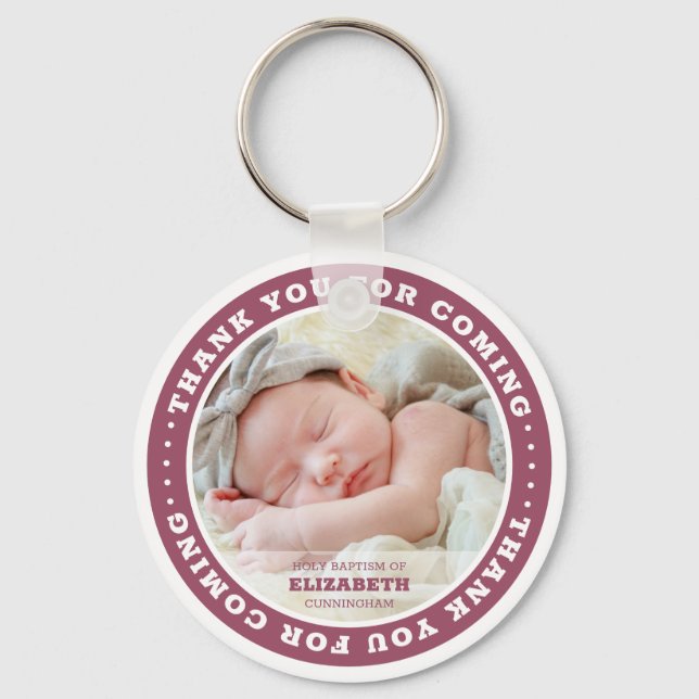 Holy Baptism Modern Simple Custom Photo Favour Keychain (Front)