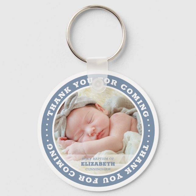 Holy Baptism Modern Simple Custom Photo Favour Keychain (Front)