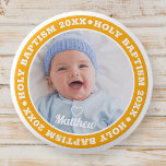 Holy Baptism Simple Modern Custom Photo 1 Inch Round Button<br><div class="desc">This simple and modern design is composed of serif typography and add a custom photo.</div>