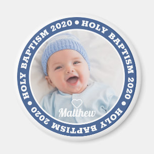 Holy Baptism Simple Modern Custom Photo Keepsake Magnet