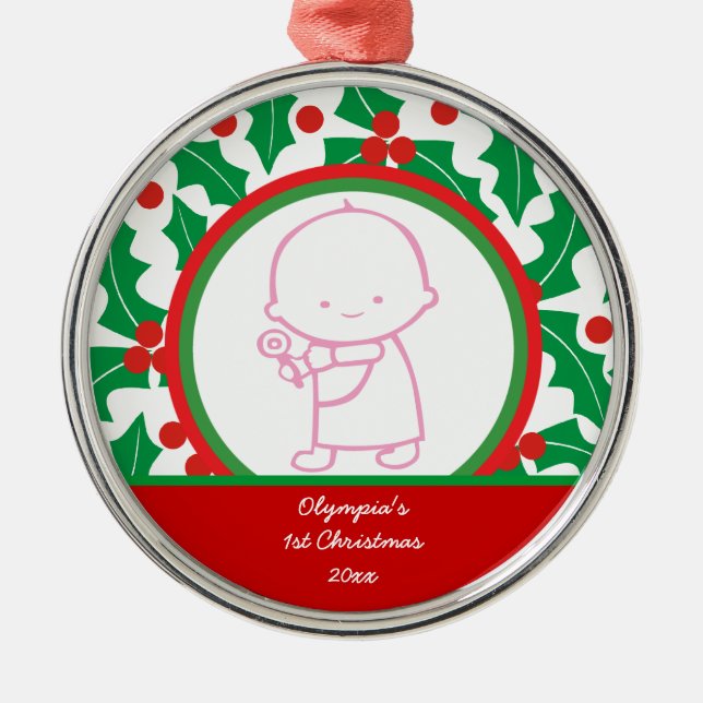 Holy Berry Baby’s 1st Christmas Custom Ornament (Front)