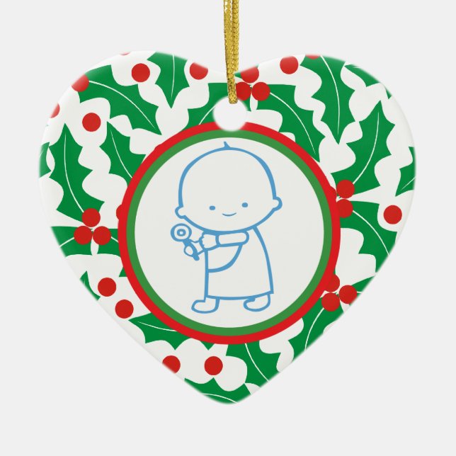 Holy Berry Baby’s 1st Christmas Custom Ornament (Front)