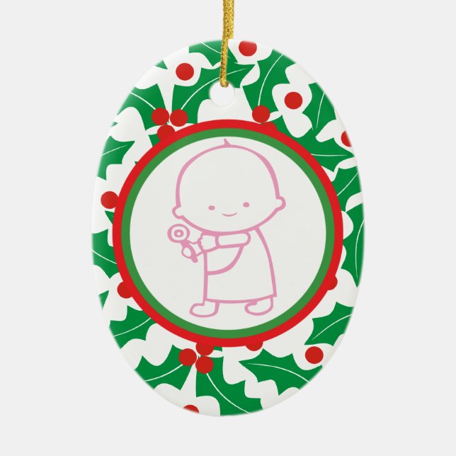 Holy Berry Baby’s 1st Christmas Custom Ornament (Front)