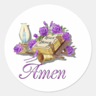 Holy Bible Amen Classic Round Sticker
