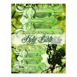Holy Bible Photo Enlargement – Ornate Green Cross Print