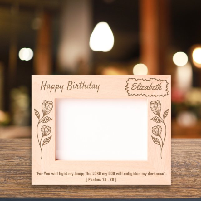 Holy Bible Verse Birthday Botanical Elegant Floral Etched Frames (Creator Uploaded)