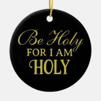 Holy Bible Verse Black and Gold Simple Christian Ceramic Ornament