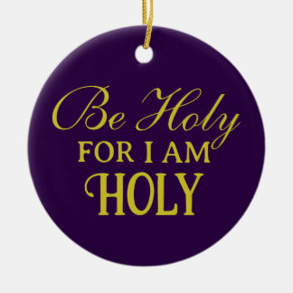 Holy Bible Verse Purple and Gold Simple Christian Ceramic Ornament