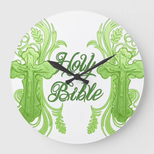 Holy Bible Wall Clock – Christian Green (Front)