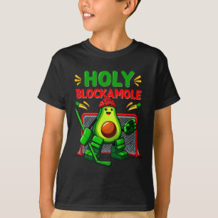 Holy Blockamole Funny Avocado Ice Hockey Goalie Pl T-Shirt