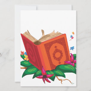 Holy Book on Leaves Surrounded with Flowers