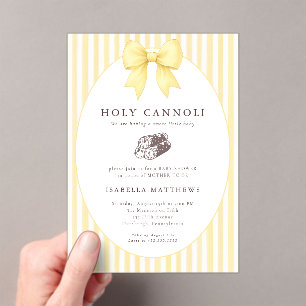 Holy Cannoli Bow Baby Shower Acrylic Invitations
