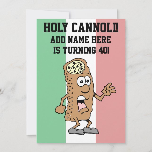 Holy Cannoli Italian Turning 40 Flag of Italy Invitation (Front)