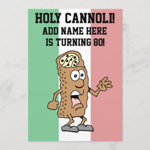 Holy Cannoli Italian Turning 80 Flag of Italy Invitation