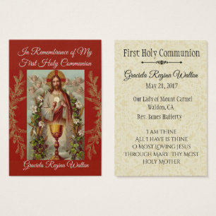 Holy Card Jesus First Holy Communion Flowers